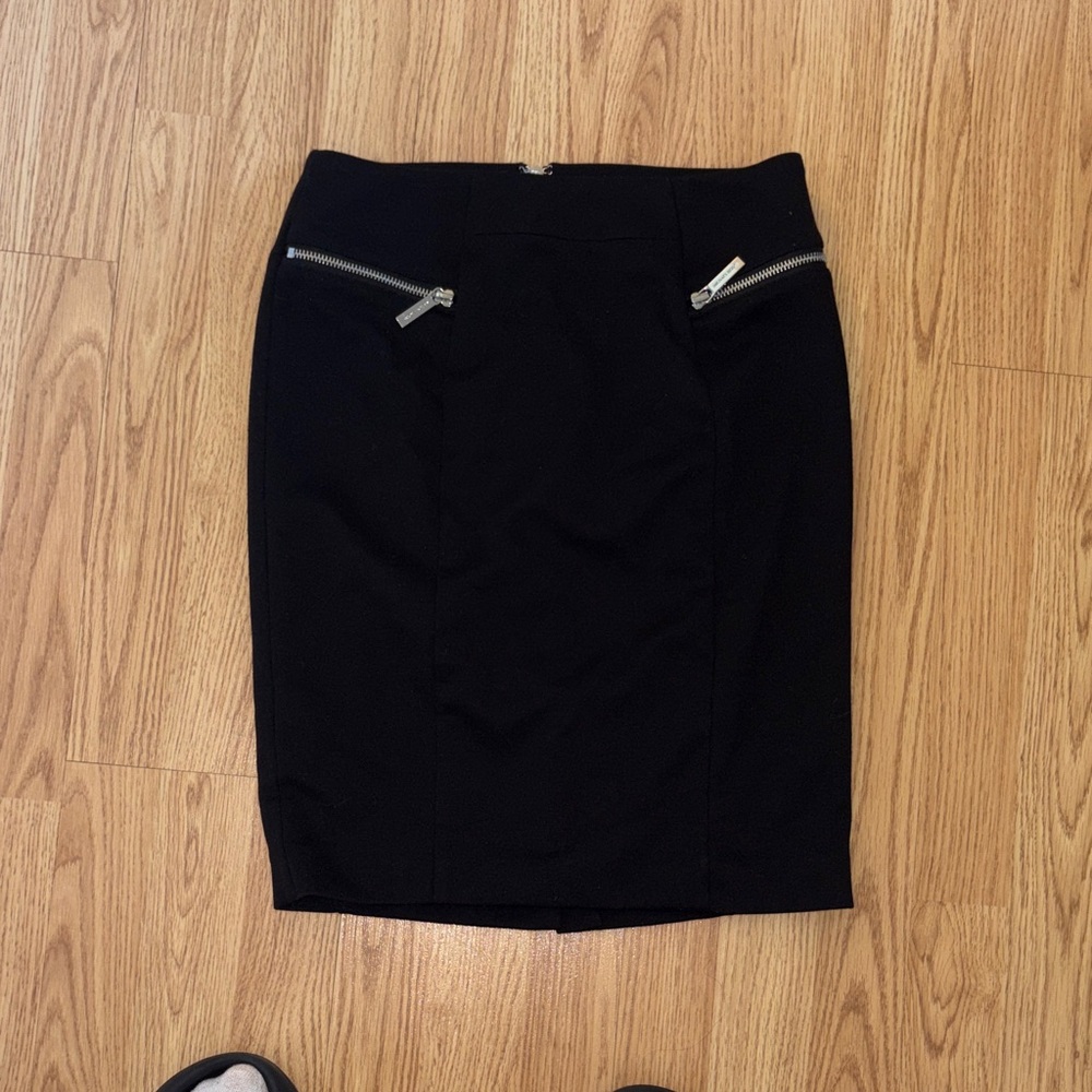 Michael Kors Black Pencil Skirt with Zipper Accents